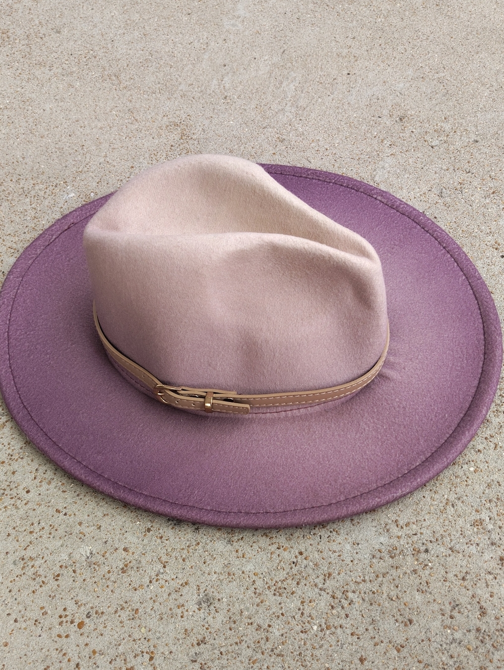 Two-Tone Purple and Blush Wide Brim Women's Felt Hat